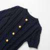 Round neck short sleeved single breasted knitted sweater top for women