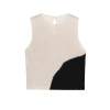 Round neck sleeveless contrasting knit T-shirt top for women